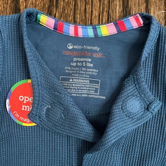 Magnetic Me Dark Blue Waffle Modal Magnetic Parent Favorite Footie Preemie - Picture 4 of 5